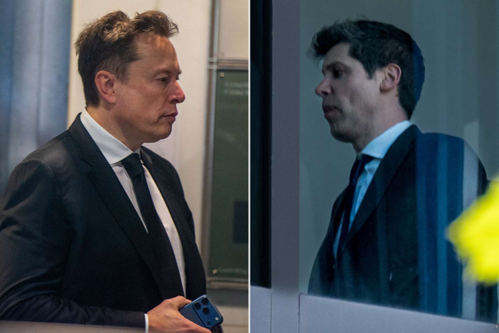 "Elon Musk testifies as Sam Altman watches during the OpenAI trial at federal court in Oakland, California, on April 29, 2026."|  Imperium Times | www. https://imperiumtimes.com | @imperiumtimesofficial
